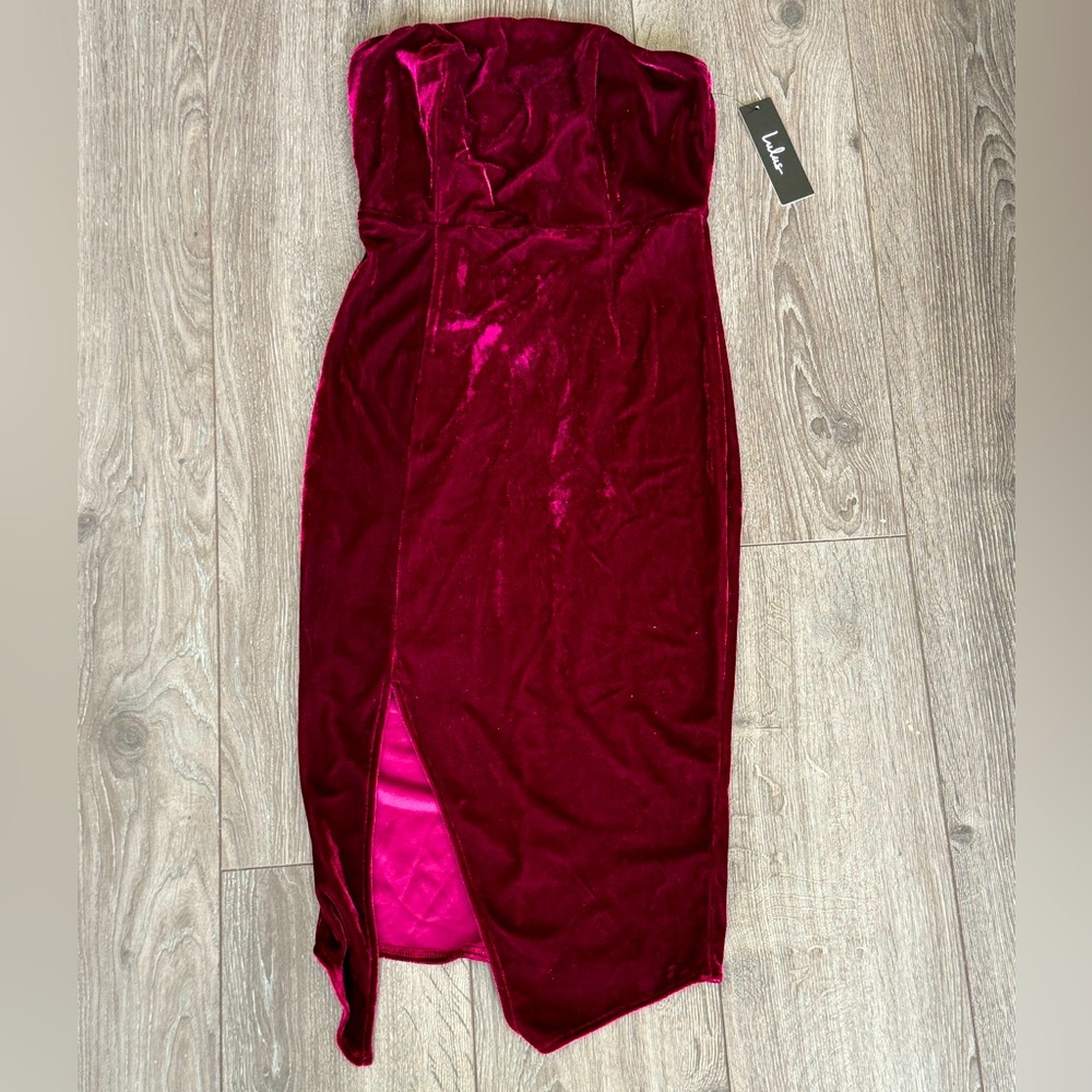 Strapless Burgundy Velvet Mini Dress